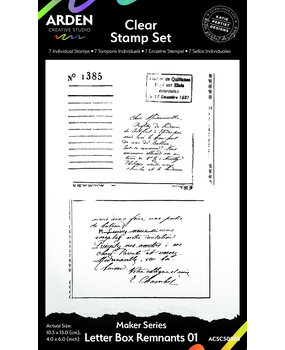 Arden Creative Studio Hidden Creek Letter Box Remnants 4x6 Inch Clear Stamp Set (ACSCS0003) Arden Creative Studio Hidden Creek Letter Box Remnants 4x6 Inch Clear Stamp Set (ACSCS0003)