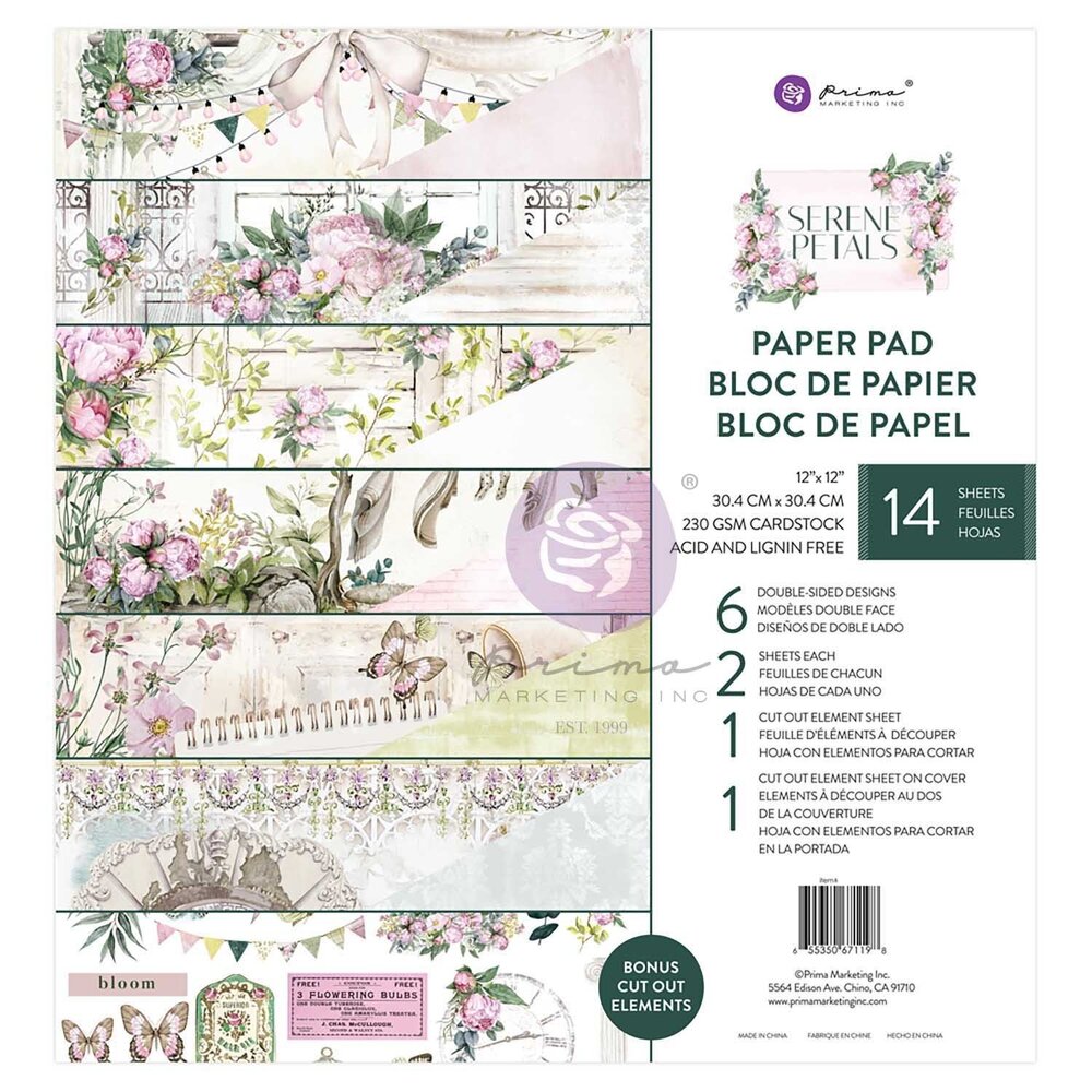 Prima Marketing Inc Serene Petals 12x12 Inch Paper Pad (671198)