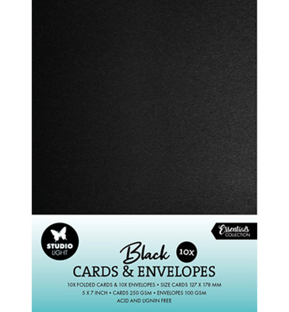 Studio Light Consumables 5x7 Inch Cards & Envelopes Black (SL-CO-CE07) Studio Light Consumables 5x7 Inch Cards & Envelopes Black (SL-CO-CE07)