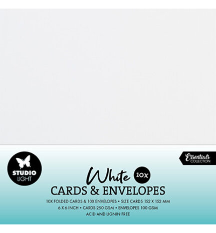 Studio Light Consumables 6x6 Inch Cards & Envelopes White (SL-CO-CE09) Studio Light Consumables 6x6 Inch Cards & Envelopes White (SL-CO-CE09)