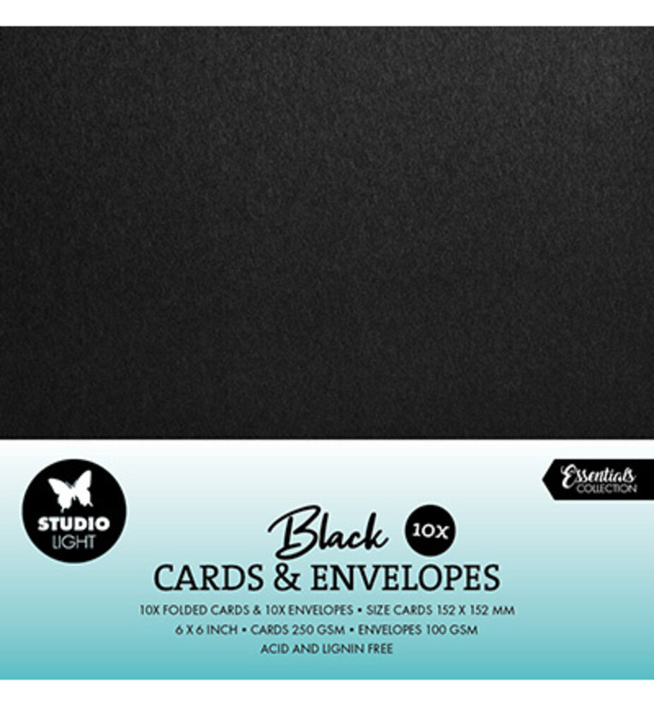 Studio Light Consumables 6x6 Inch Cards & Envelopes Black (SL-CO-CE11) Studio Light Consumables 6x6 Inch Cards & Envelopes Black (SL-CO-CE11)