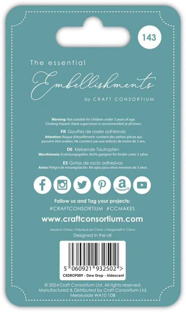 Craft Consortium The Essential Adhesive Dew Drops Irredescent (CEDROP009)