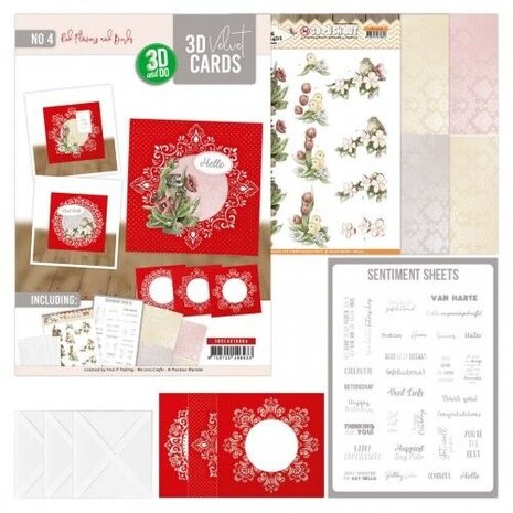 Find It Trading 3D and Do 3D Velvet Cards 4k Red Flowers and Birds (3DVC10004)