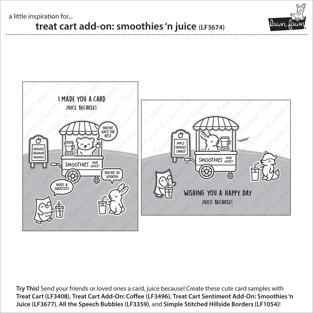Lawn Fawn Treat Cart Add-On: Smoothies 'N Juice Clear Stamps (LF3674) Lawn Fawn Treat Cart Add-On: Smoothies 'N Juice Clear Stamps (LF3674)