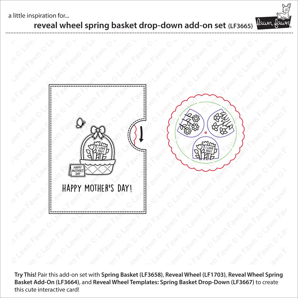 Lawn Fawn Reveal Wheel Spring Basket Drop-Down Add-On Dies & Stencil (LF3665) Lawn Fawn Reveal Wheel Spring Basket Drop-Down Add-On Dies & Stencil (LF3665)