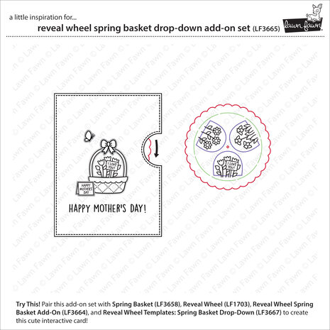 Lawn Fawn Reveal Wheel Spring Basket Drop-Down Add-On Dies & Stencil (LF3665) Lawn Fawn Reveal Wheel Spring Basket Drop-Down Add-On Dies & Stencil (LF3665)
