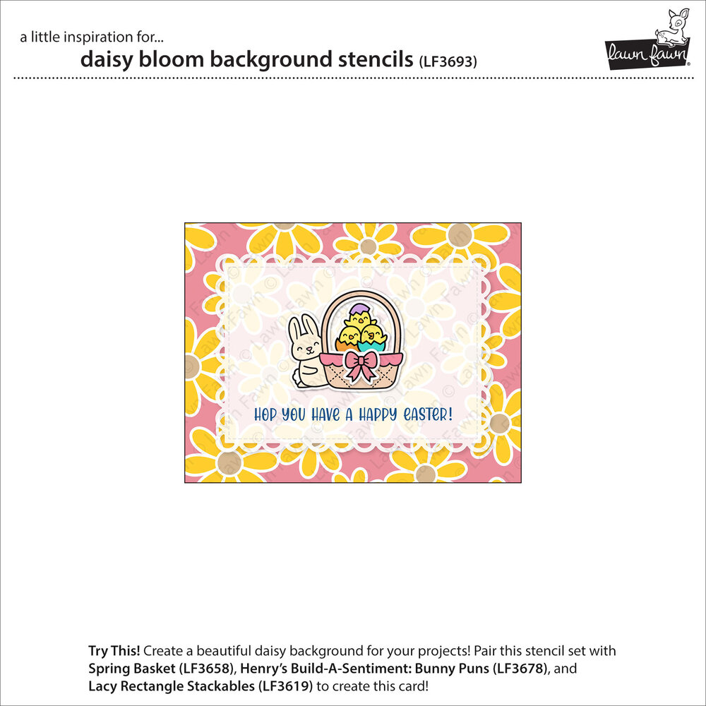 Lawn Fawn Daisy Bloom Background Stencils (LF3693)