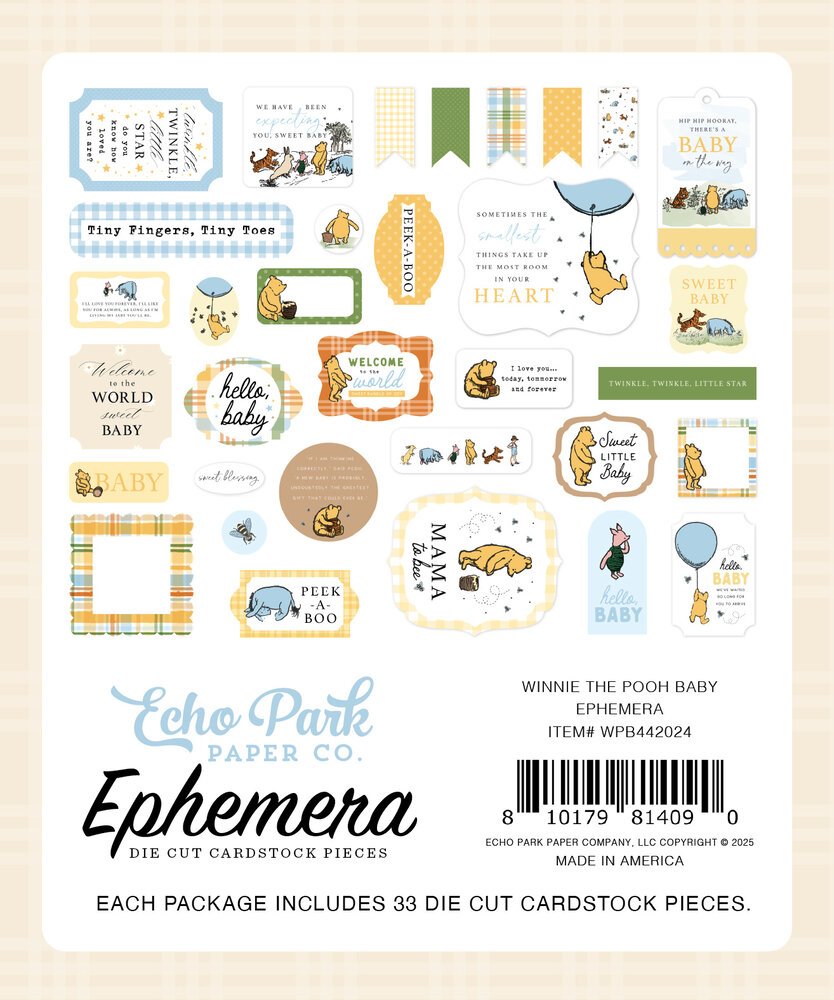 Echo Park Winnie The Pooh Baby Ephemera (WPB442024) Echo Park Winnie The Pooh Baby Ephemera (WPB442024)