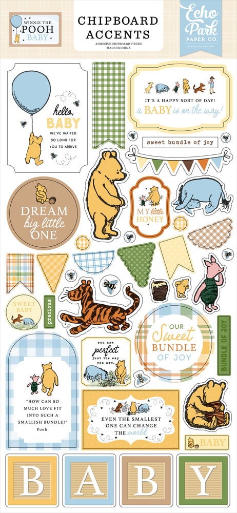 Echo Park Winnie The Pooh Baby 6x13 Inch Chipboard Accents (WPB442021) Echo Park Winnie The Pooh Baby 6x13 Inch Chipboard Accents (WPB442021)