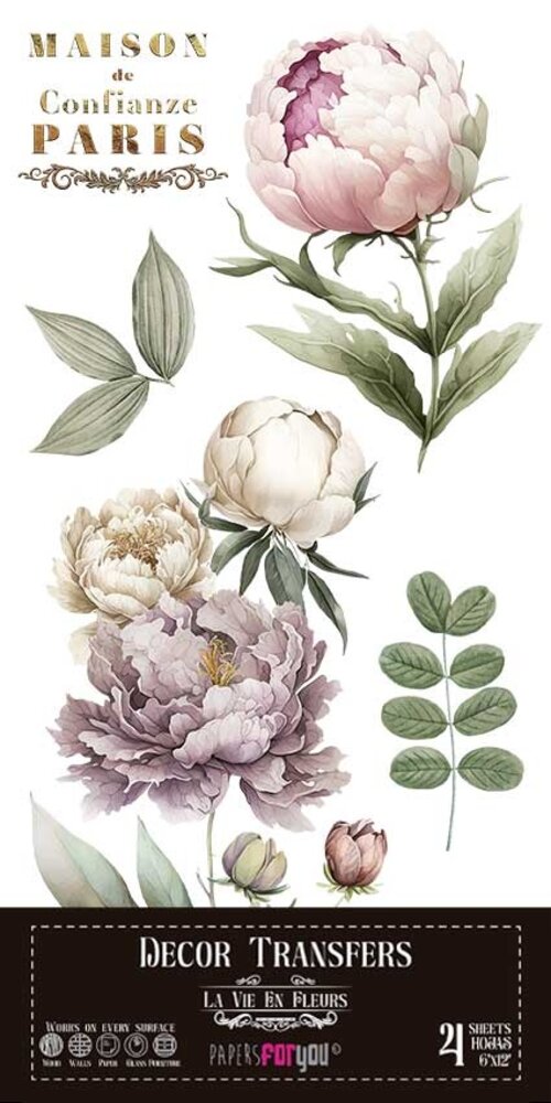 Papers For You Decor Transfers 6x12 Inch Peonies (PFY-14766) Papers For You Decor Transfers 6x12 Inch Peonies (PFY-14766)
