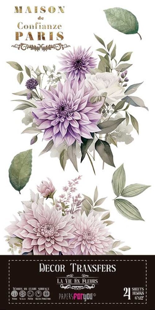 Papers For You Decor Transfers 6x12 Inch Dahlias (PFY-14769) Papers For You Decor Transfers 6x12 Inch Dahlias (PFY-14769)