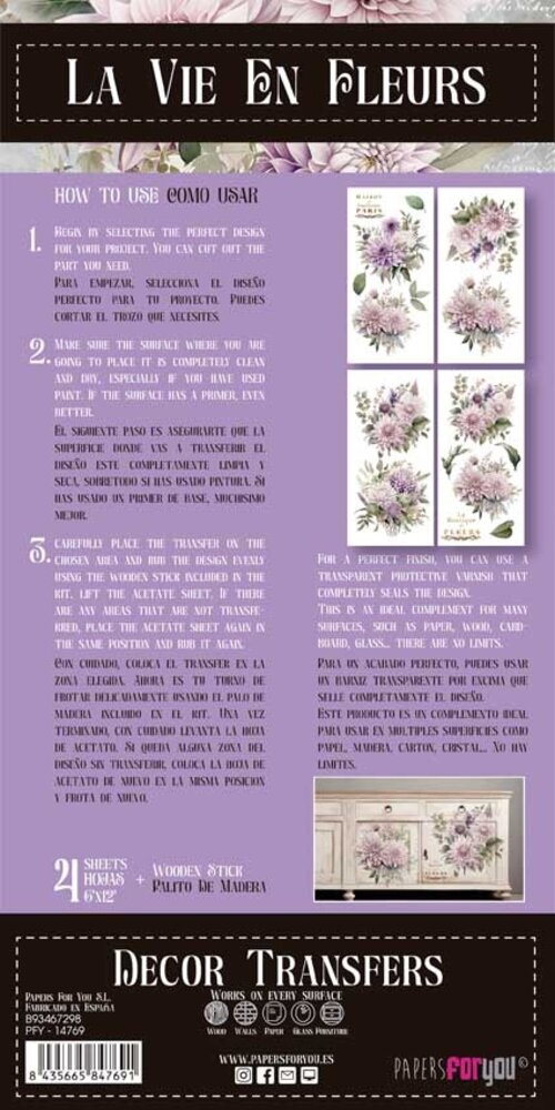 Papers For You Decor Transfers 6x12 Inch Dahlias (PFY-14769) Papers For You Decor Transfers 6x12 Inch Dahlias (PFY-14769)