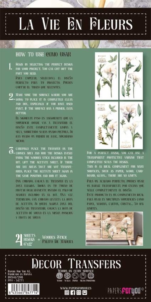 Papers For You Decor Transfers 6x12 Inch Calla Lily (PFY-14771) Papers For You Decor Transfers 6x12 Inch Calla Lily (PFY-14771)