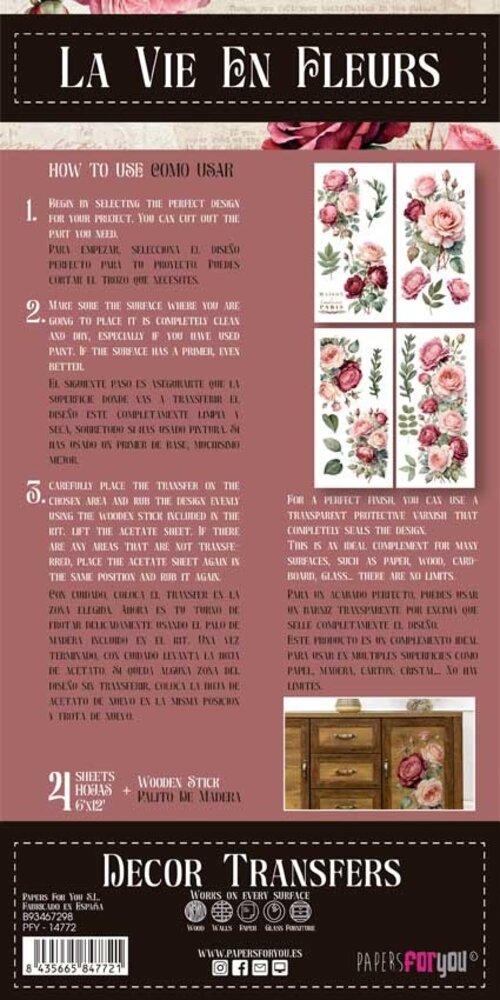 Papers For You Decor Transfers 6x12 Inch Rosé (PFY-14772) Papers For You Decor Transfers 6x12 Inch Rosé (PFY-14772)