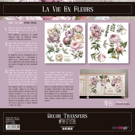 Papers For You Decor Transfers 12x12 Inch Peonies (PFY-14785)