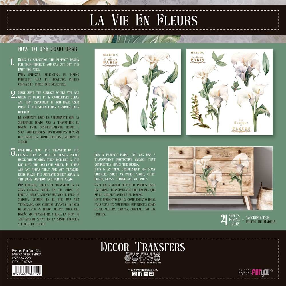 Papers For You Decor Transfers 12x12 Inch Calla Lily (PFY-14789)