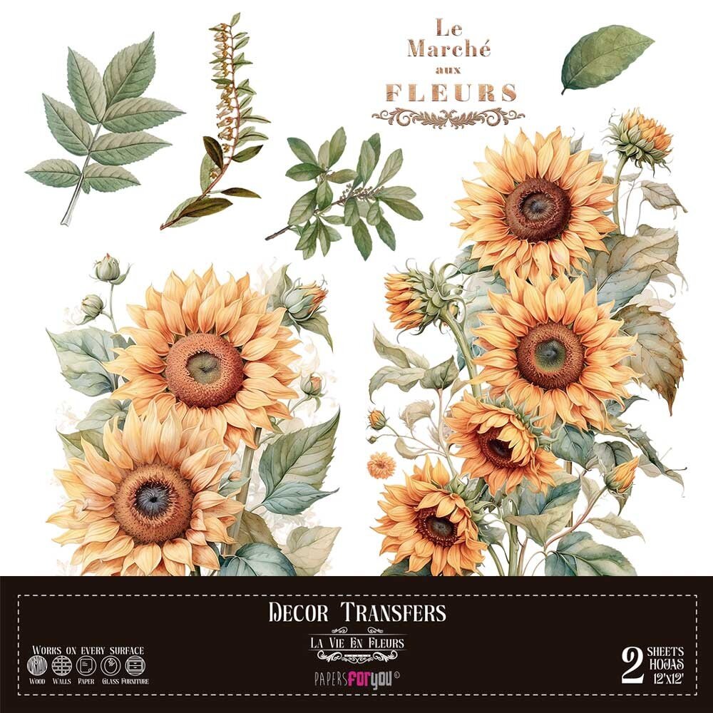 Papers For You Decor Transfers 12x12 Inch Sunflowers (PFY-14794)