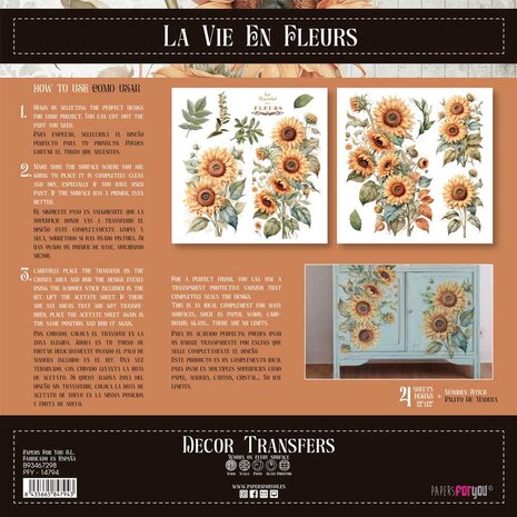 Papers For You Decor Transfers 12x12 Inch Sunflowers (PFY-14794)