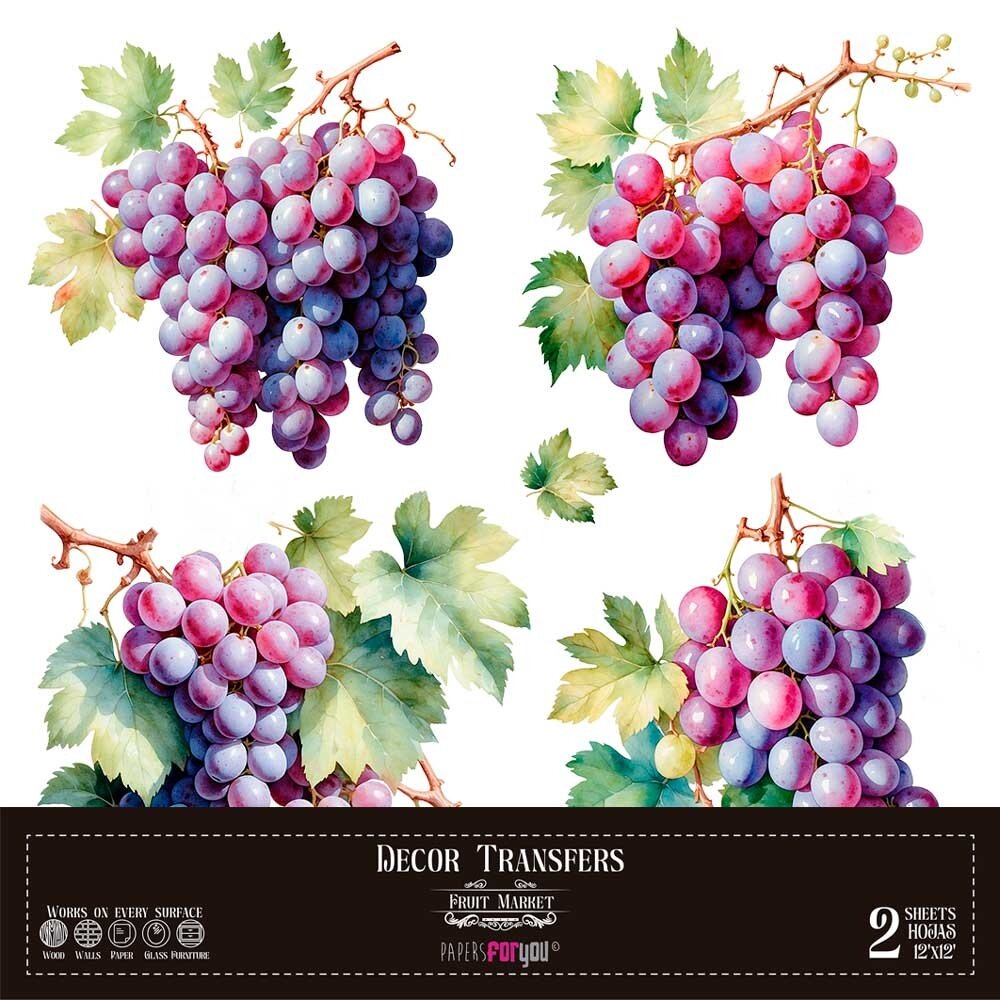 Papers For You Decor Transfers 12x12 Inch Grapes (PFY-14796)