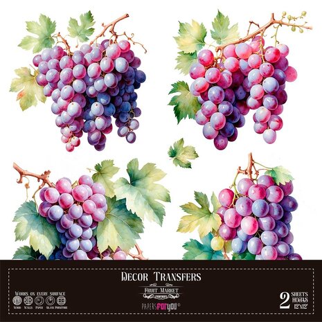 Papers For You Decor Transfers 12x12 Inch Grapes (PFY-14796)