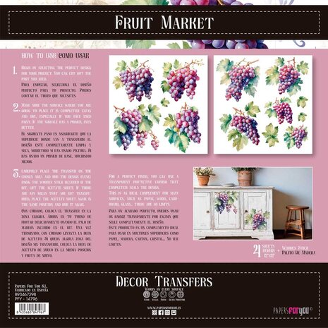 Papers For You Decor Transfers 12x12 Inch Grapes (PFY-14796)