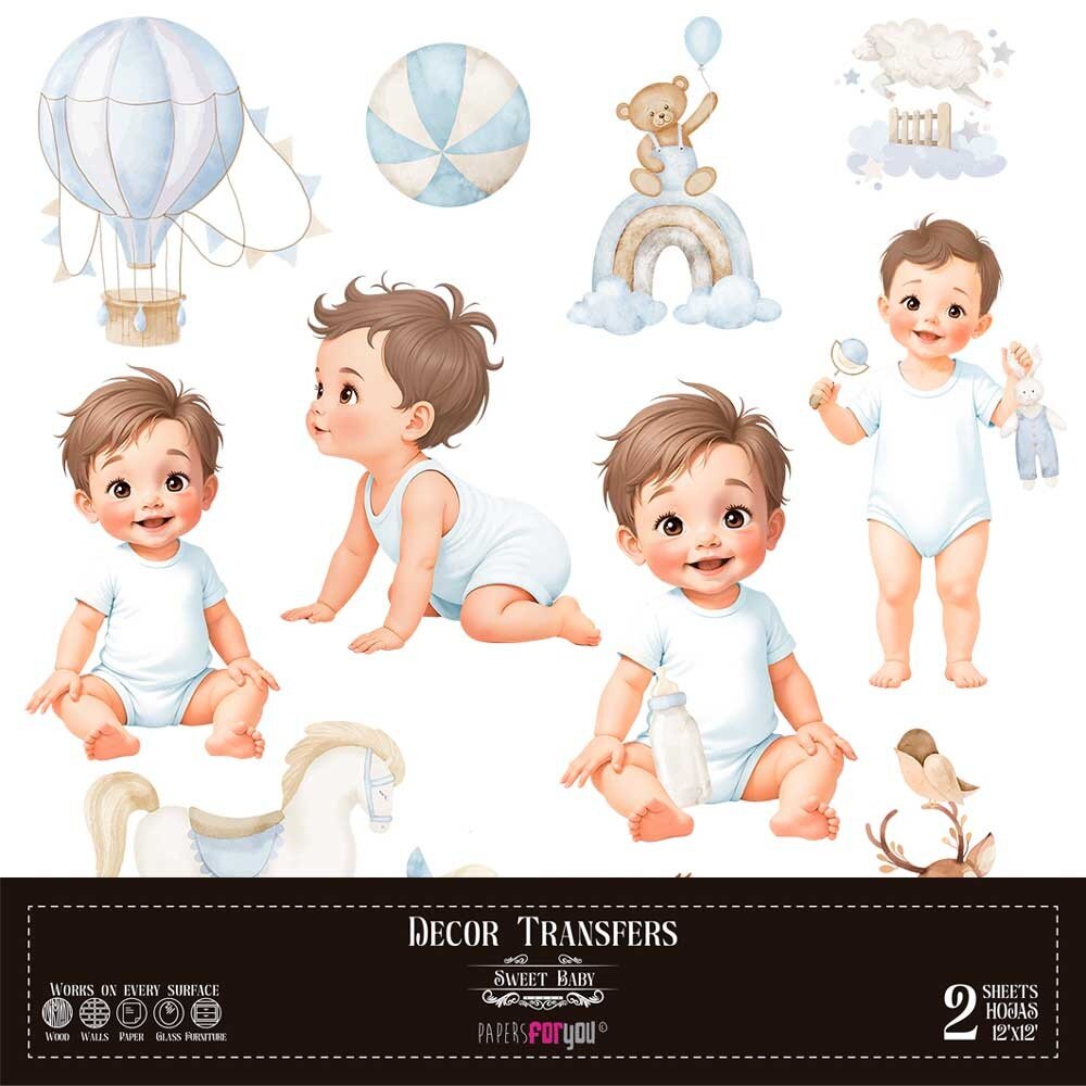 Papers For You Decor Transfers 12x12 Inch Sweet Baby Boy (PFY-14801) Papers For You Decor Transfers 12x12 Inch Sweet Baby Boy (PFY-14801)