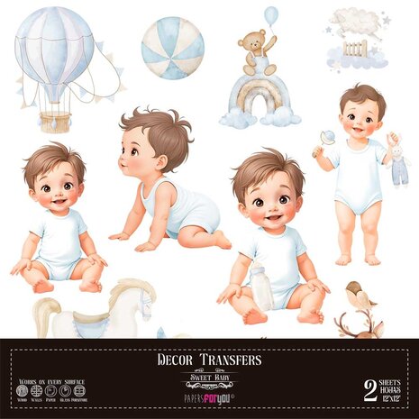 Papers For You Decor Transfers 12x12 Inch Sweet Baby Boy (PFY-14801) Papers For You Decor Transfers 12x12 Inch Sweet Baby Boy (PFY-14801)