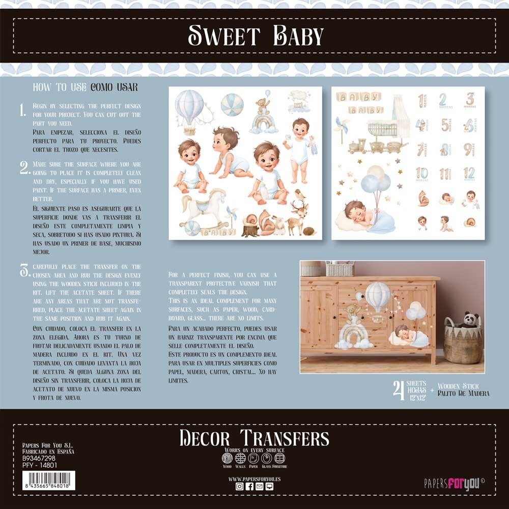 Papers For You Decor Transfers 12x12 Inch Sweet Baby Boy (PFY-14801) Papers For You Decor Transfers 12x12 Inch Sweet Baby Boy (PFY-14801)