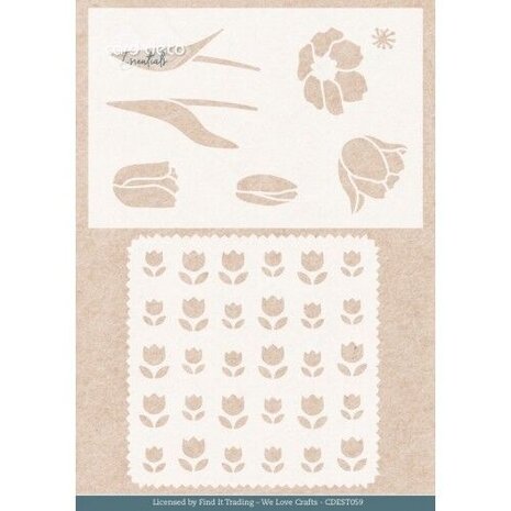 Card Deco Mixed Media Stencil Tulips (CDEST059) Card Deco Mixed Media Stencil Tulips (CDEST059)