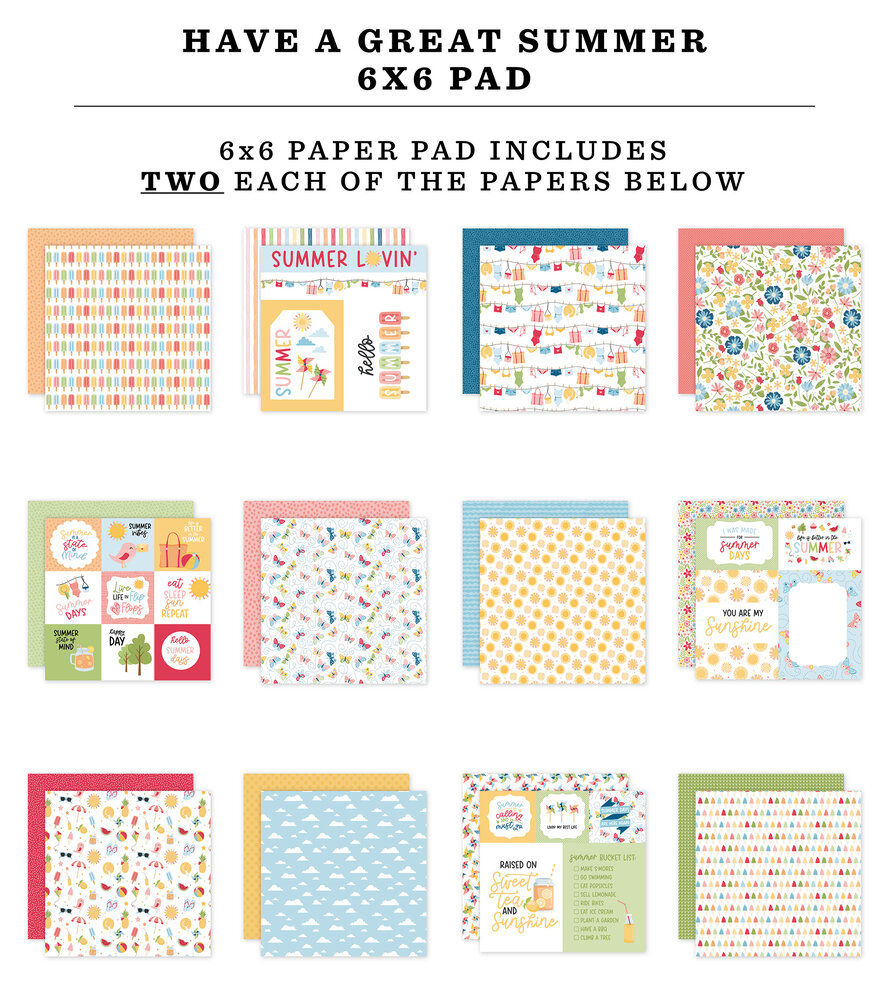 Echo Park Have A Great Summer 6x6 Inch Paper Pad (HAGS424023) Echo Park Have A Great Summer 6x6 Inch Paper Pad (HAGS424023)