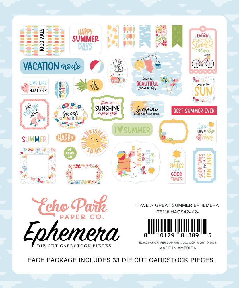 Echo Park Have A Great Summer Ephemera (HAGS424024) Echo Park Have A Great Summer Ephemera (HAGS424024)