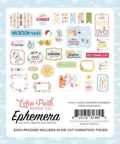 Echo Park Have A Great Summer Ephemera (HAGS424024) Echo Park Have A Great Summer Ephemera (HAGS424024)