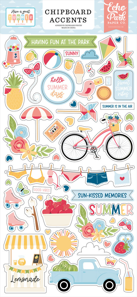 Echo Park Have A Great Summer 6x13 Inch Chipboard Accents (HAGS424021) Echo Park Have A Great Summer 6x13 Inch Chipboard Accents (HAGS424021)