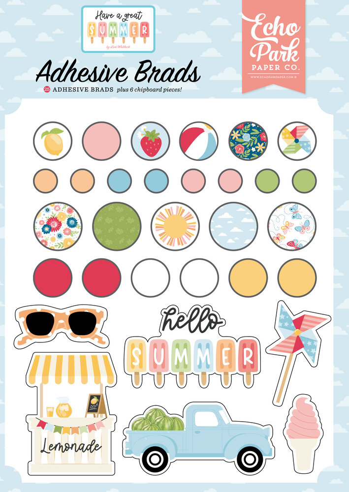 Echo Park Have A Great Summer Adhesive Brads (HAGS424020)