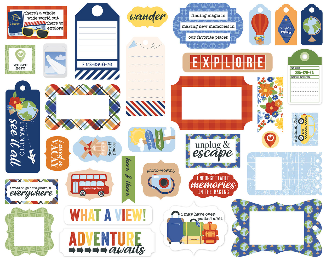 Echo Park Born To Travel Ephemera Frames & Tags (BTT425025) Echo Park Born To Travel Ephemera Frames & Tags (BTT425025)