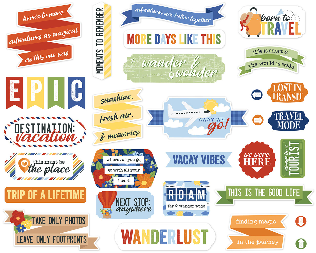 Echo Park Born To Travel Ephemera Titles & Phrases (BTT425032) Echo Park Born To Travel Ephemera Titles & Phrases (BTT425032)