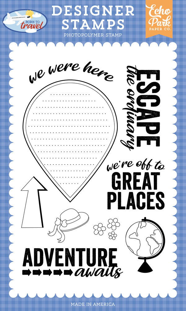 Echo Park Born To Travel Clear Stamp Journaling Pin (BTT425044) Echo Park Born To Travel Clear Stamp Journaling Pin (BTT425044)