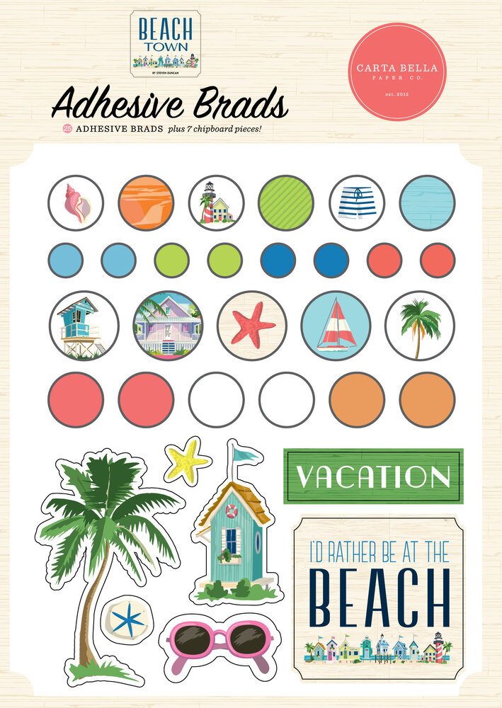 Carta Bella Beach Town Adhesive Brads (CBBT427020) Carta Bella Beach Town Adhesive Brads (CBBT427020)