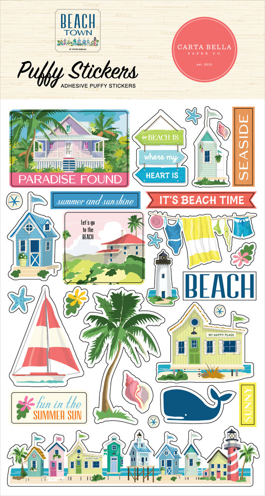 Carta Bella Beach Town Puffy Stickers (CBBT427066)