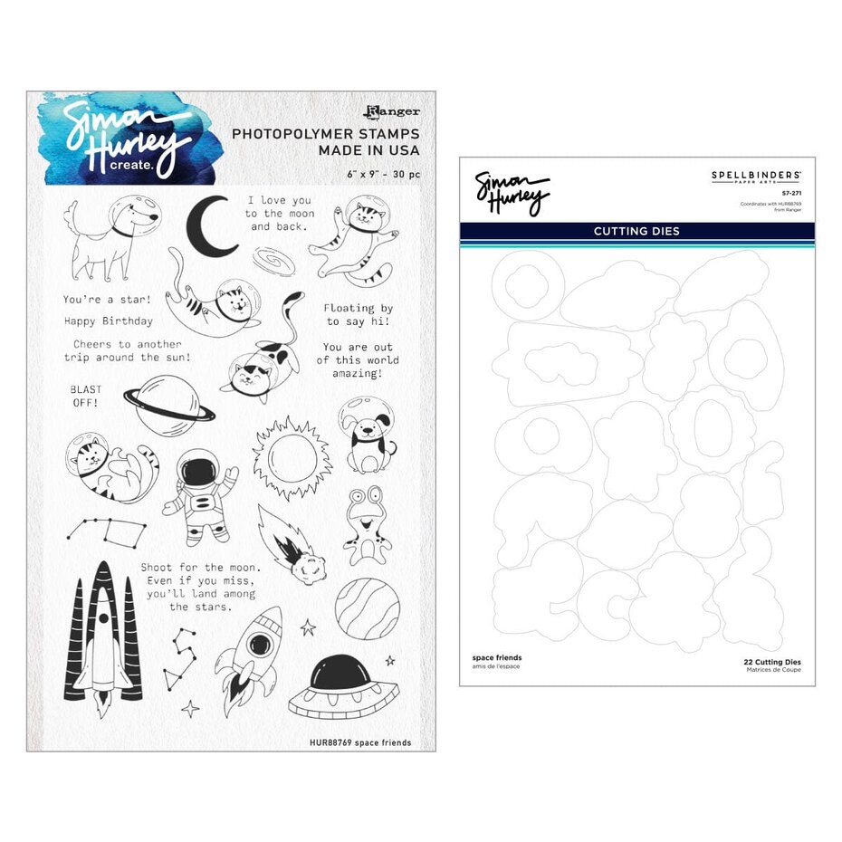Spellbinders Space Friends Stamp and Die Bundle (BD-0956) - Paperpads.nl