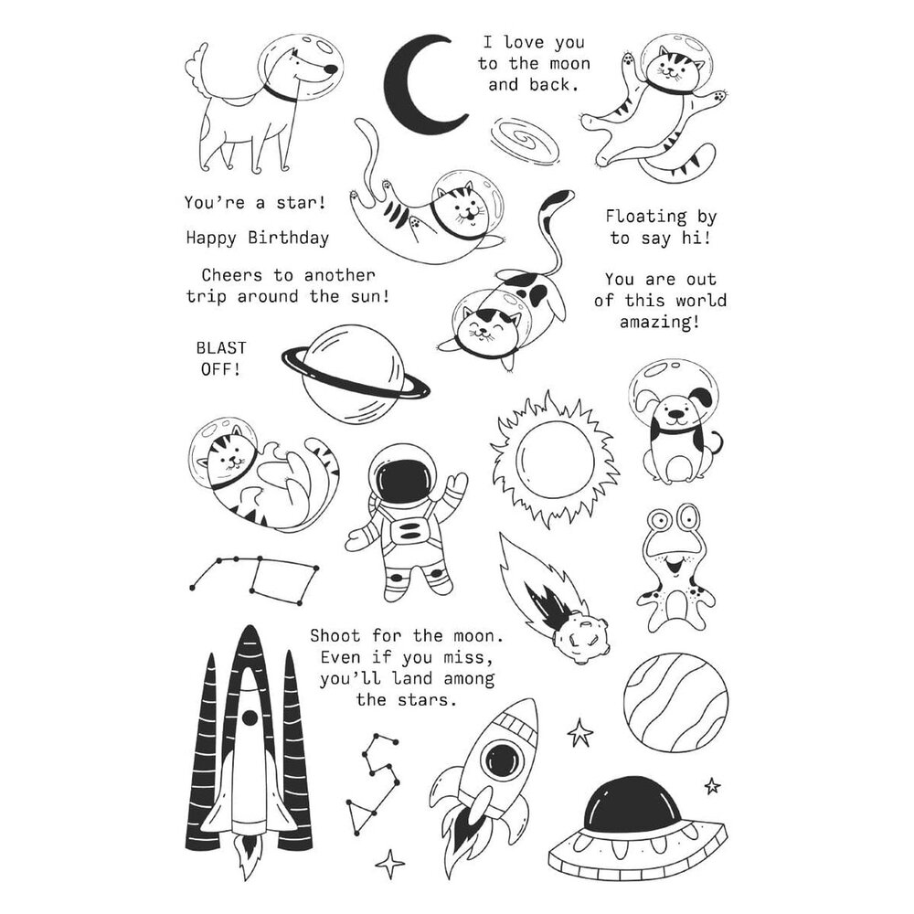 Spellbinders Space Friends Stamp and Die Bundle (BD-0956) Spellbinders Space Friends Stamp and Die Bundle (BD-0956)