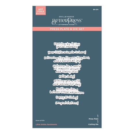 Spellbinders Little Smiles Sentiments BetterPress Plate & Die Set (BP-270) Spellbinders Little Smiles Sentiments BetterPress Plate & Die Set (BP-270)