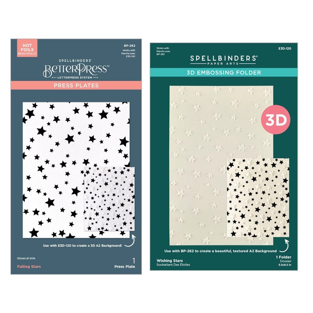Spellbinders Little Smiles Wishing and Falling Stars 3D Embossing Folder and BetterPress Bundle (BD-0919) Spellbinders Little Smiles Wishing and Falling Stars 3D Embossing Folder and BetterPress Bundle (BD-0919)