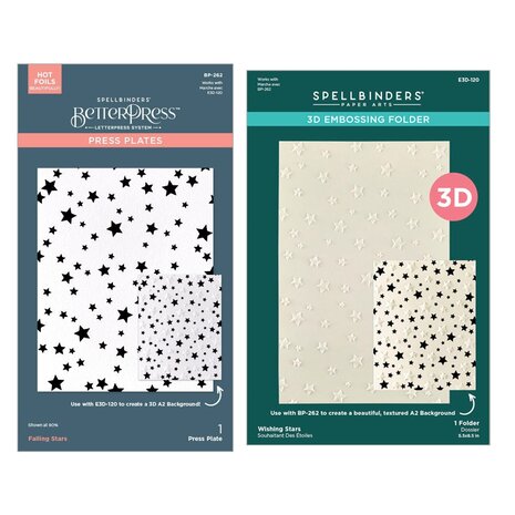 Spellbinders Little Smiles Wishing and Falling Stars 3D Embossing Folder and BetterPress Bundle (BD-0919) Spellbinders Little Smiles Wishing and Falling Stars 3D Embossing Folder and BetterPress Bundle (BD-0919)
