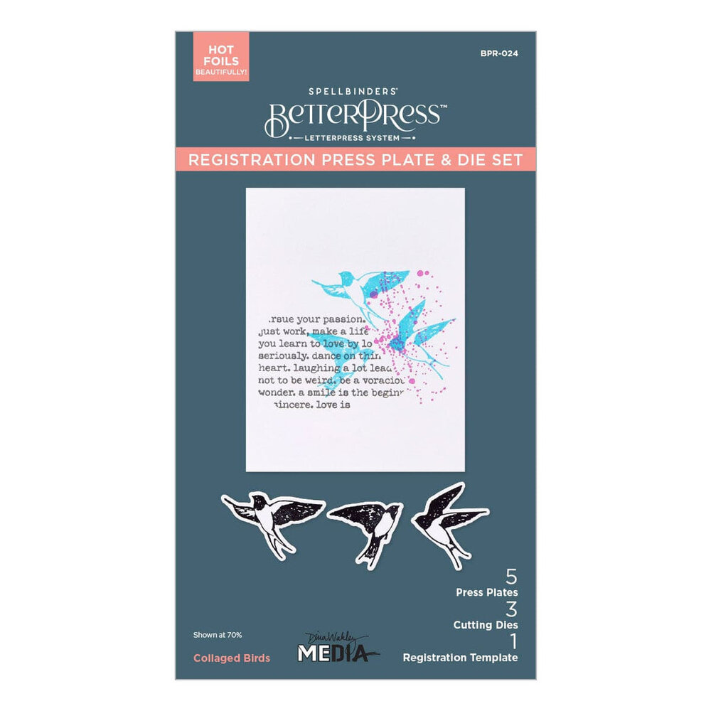 Spellbinders Collaged Birds BetterPress Plates & Die Set (BPR-024) Spellbinders Collaged Birds BetterPress Plates & Die Set (BPR-024)