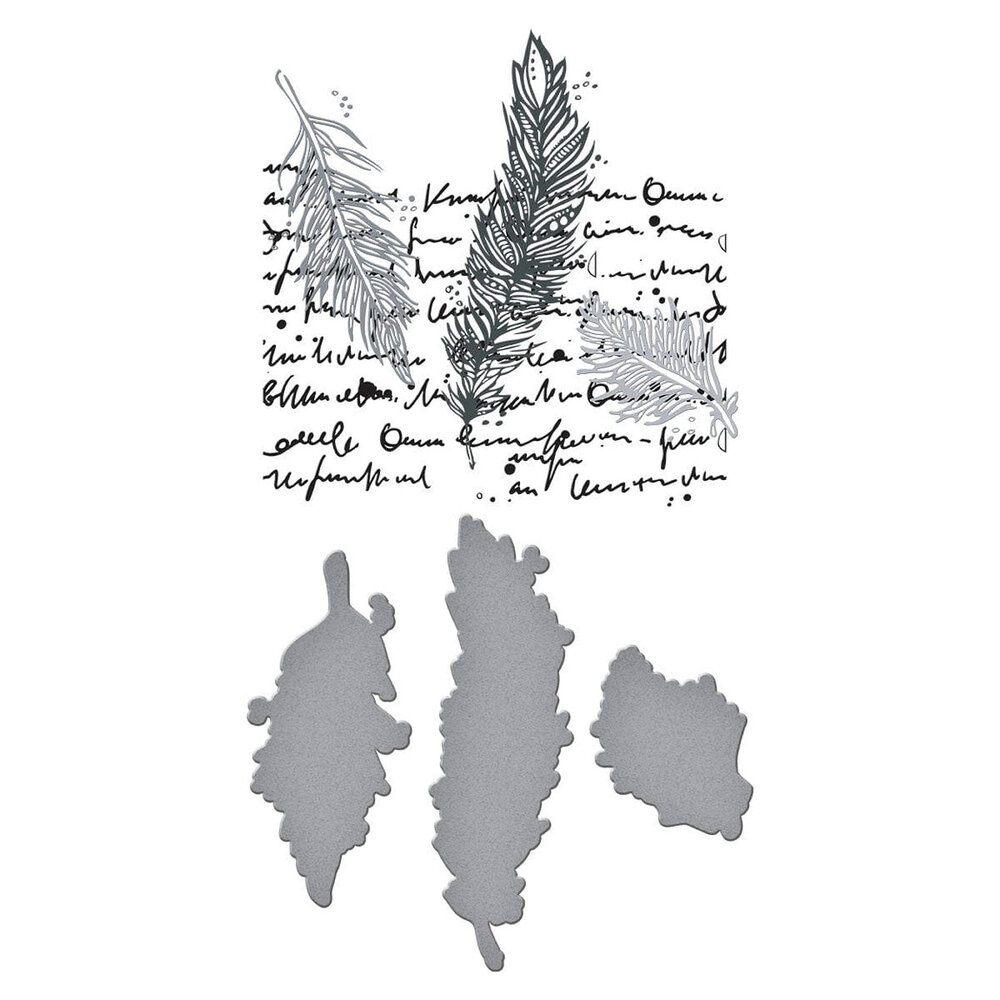 Spellbinders Collaged Birds Feather Dream BetterPress Plates & Die Set (BPR-025)