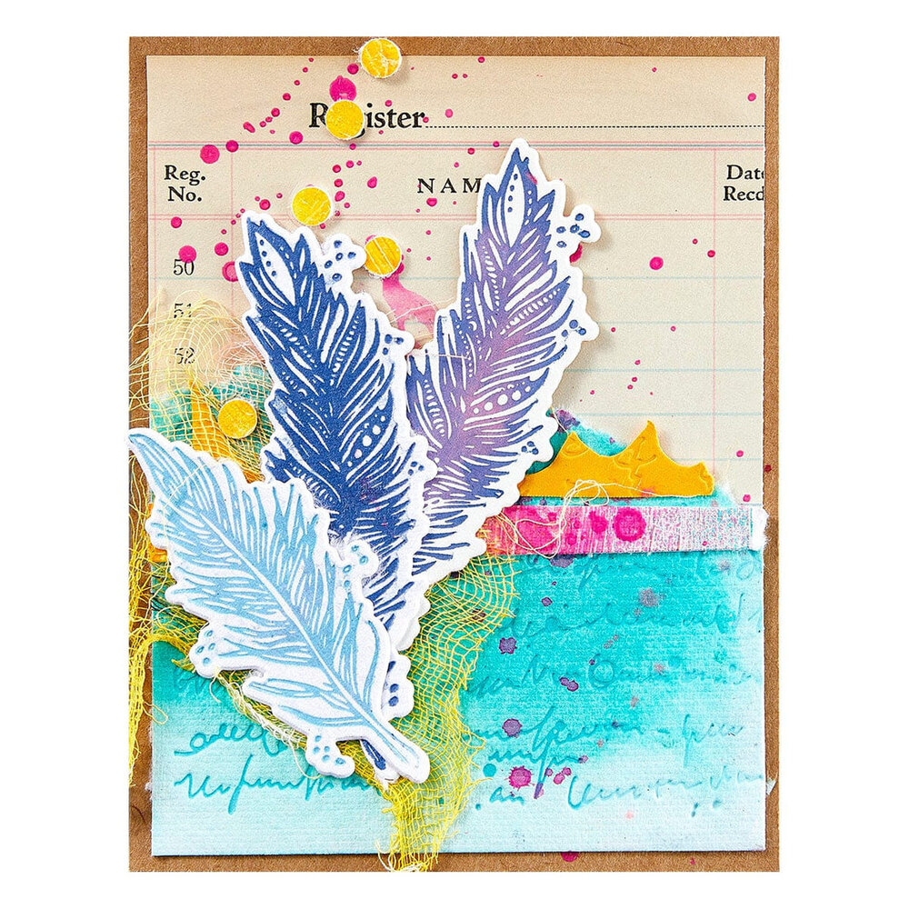 Spellbinders Collaged Birds Feather Dream BetterPress Plates & Die Set (BPR-025)