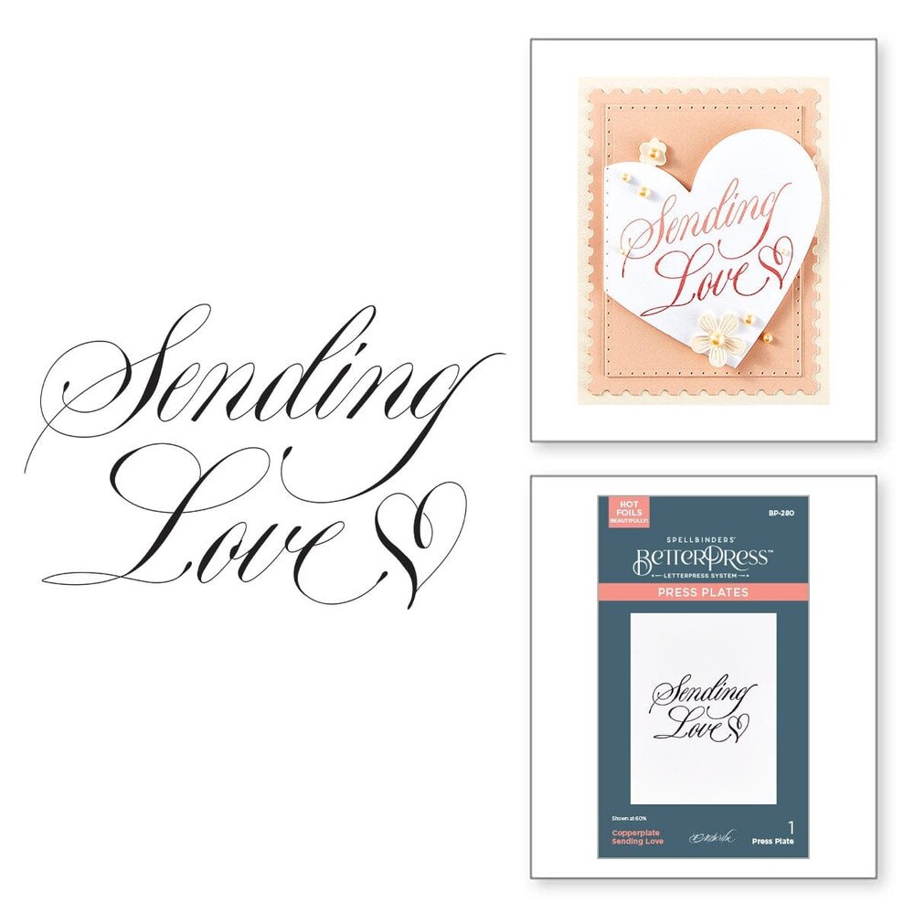 Spellbinders Copperplate On Your Wedding Day Sending Love BetterPress Plate (BP-280) Spellbinders Copperplate On Your Wedding Day Sending Love BetterPress Plate (BP-280)
