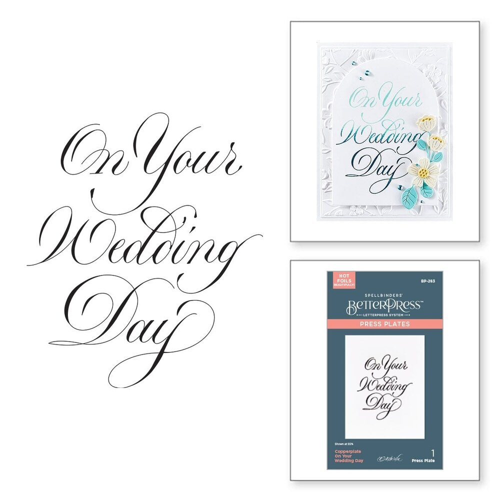 Spellbinders Copperplate On Your Wedding Day BetterPress Plate (BP-283) Spellbinders Copperplate On Your Wedding Day BetterPress Plate (BP-283)