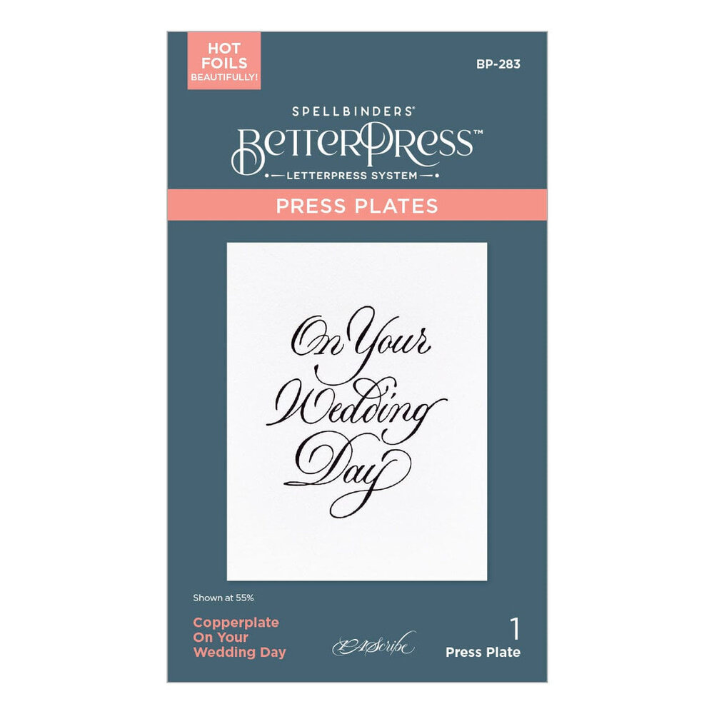 Spellbinders Copperplate On Your Wedding Day BetterPress Plate (BP-283) Spellbinders Copperplate On Your Wedding Day BetterPress Plate (BP-283)